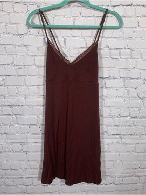 Gap Body Womens Slip Dress Brown Babydoll Size M Lace Y2K Casual Forest Fairy